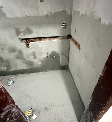 Paredes e piso impermeabilizados